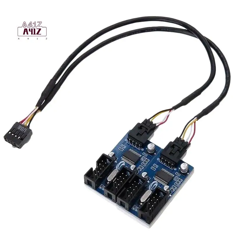 A41Z-Motherboard Usb 9Pin Header 1 To 4 Splitter Port Multiplier 30Cm Extension Cable