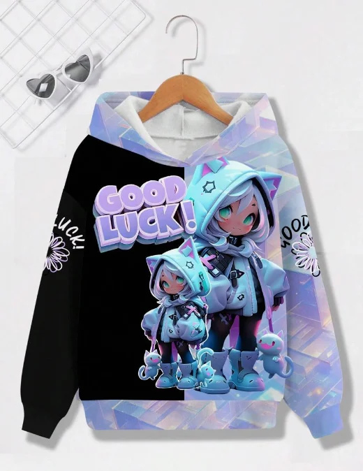 

2025 Girls 3D Digital Printed Hoodie Sweatshirt Sport Style Fit Winter Cute Hoodie Teen Hoodie WOMEN Sweatshirt