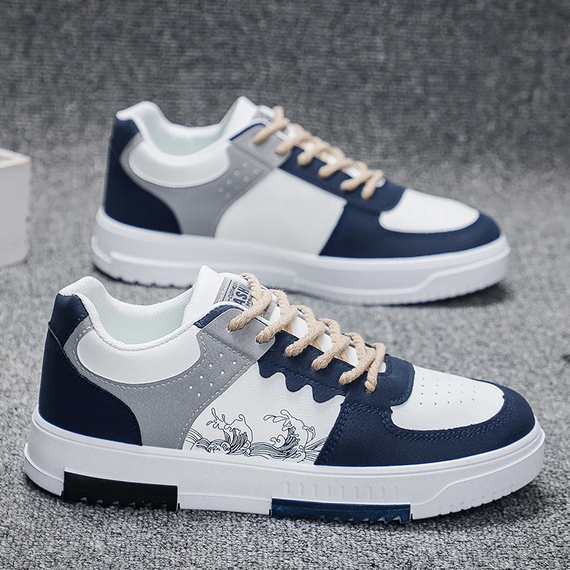 Men's Low Top Sneakers Lace Up Comfortable Casual Outdoor Sports Walking Shoes Fashion Design Cushioned Sole