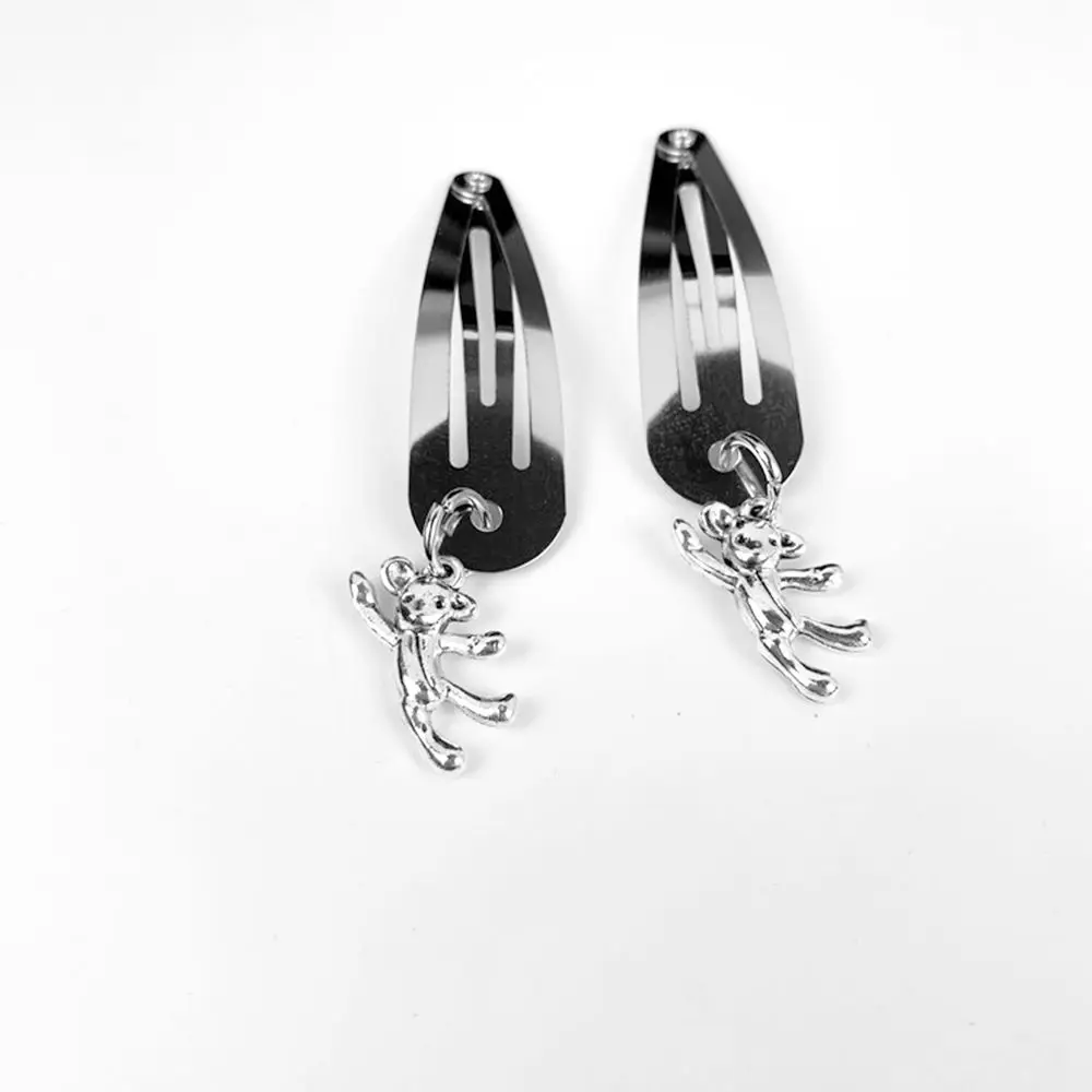 

BB Clip Chain Bear Water Drop Clip Women Hair Accessories Cool Cross Barrette Punk Hair Clip Korean Style Hairpin