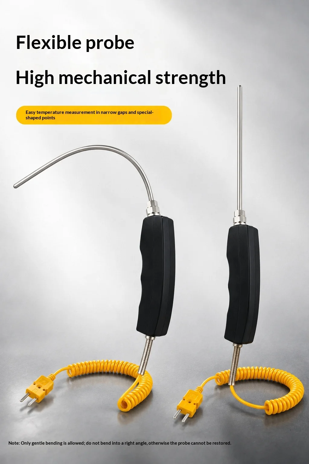 K Type Thermocouple Probe Stainless Steel Handheld Temperature Sensor High Temperature Range -50C-1100C