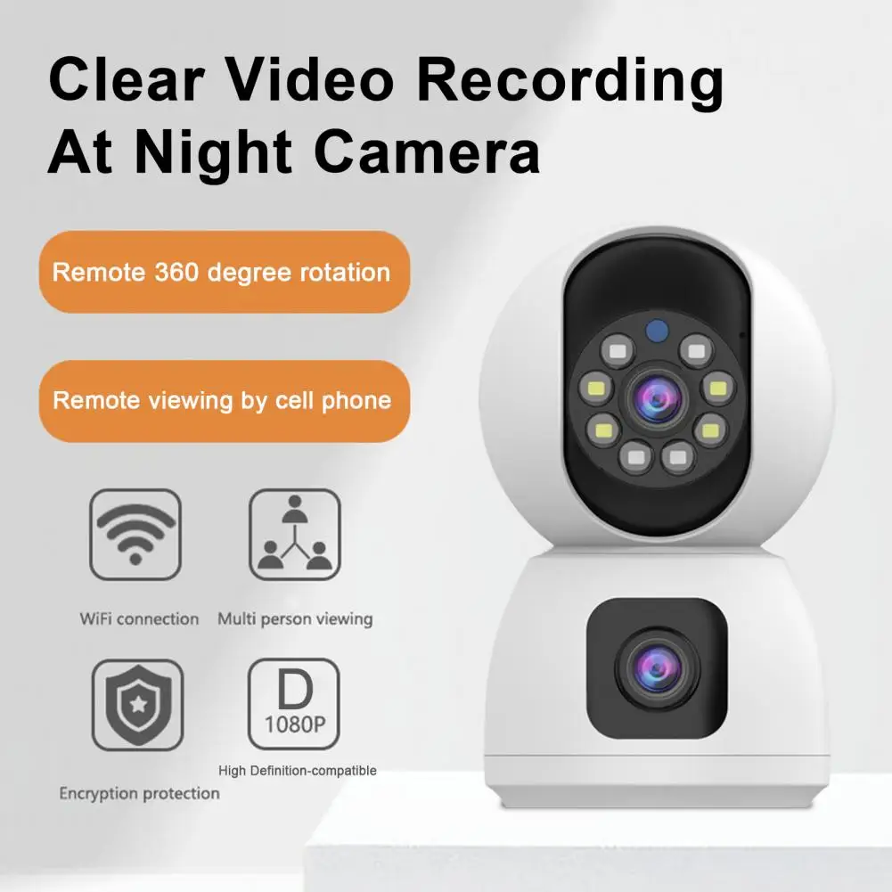 

Security Surveillance Full Color Night Vision Dual Camera with 360-degree Rotation Voice Intercom Motion Detection Camera