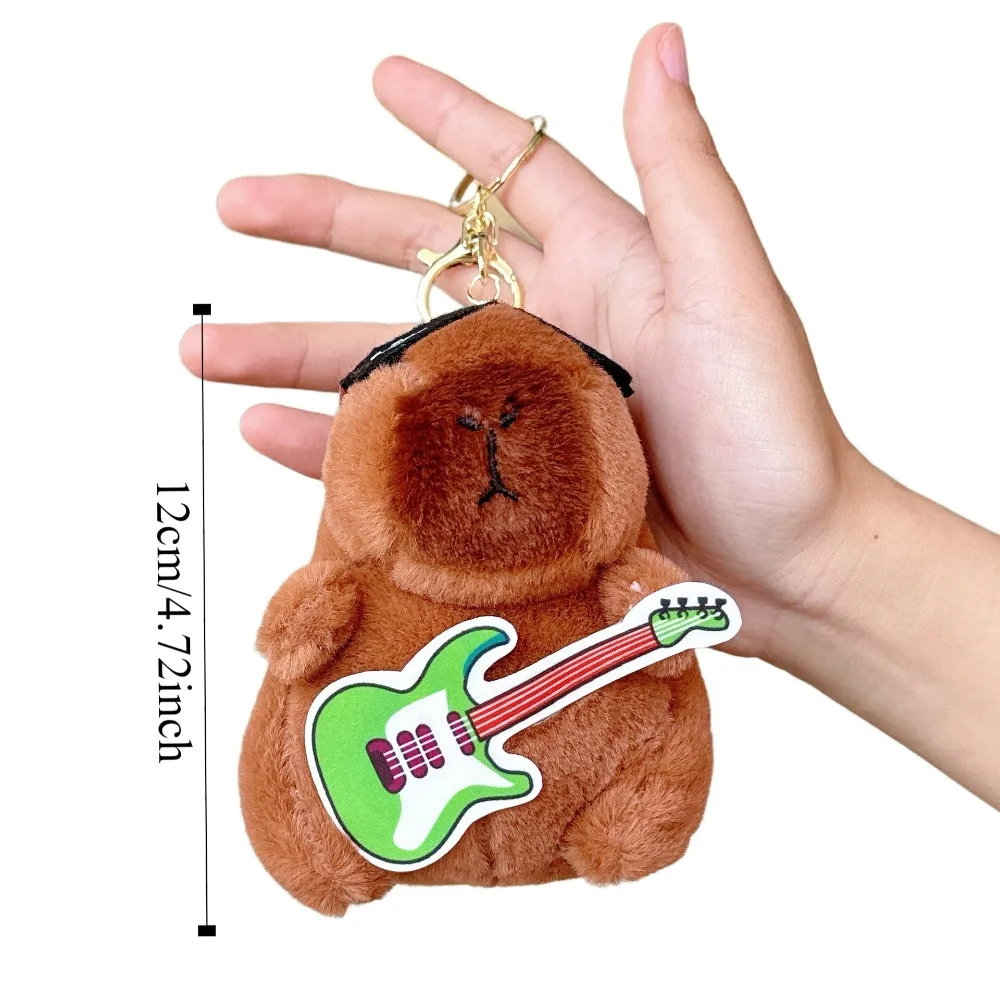 Peluche bambola chitarra capibara ciondolo peluche portachiavi creativo peluche capibara portachiavi carino divertente rock capibara bambola di peluche