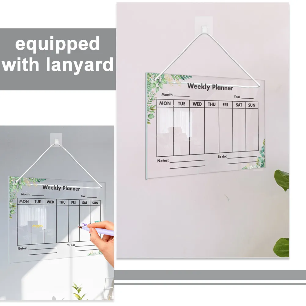 1Set Acrylic Acrylic Message Board Writing Memo Hanging Transparent Recording Home Office Desktop Supply Clear