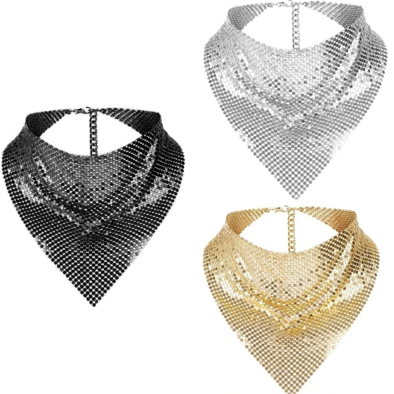 Stage Performances Bandanas Punk Necklace Shimmering Headscarf Unisex Neckwear