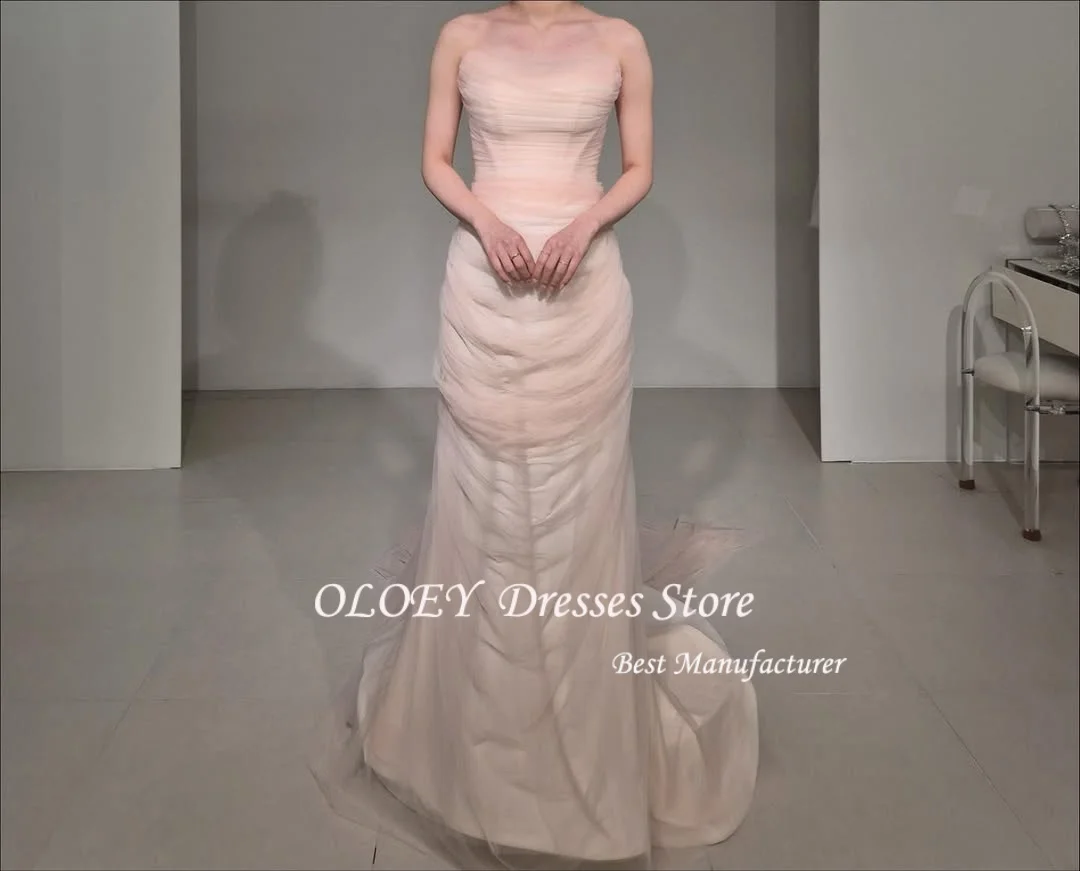 

OLOEY Pink Ruched Evening Party Dresses Korea Mermaid Corset Wedding Women Gowns Event Prom Gowns Customized