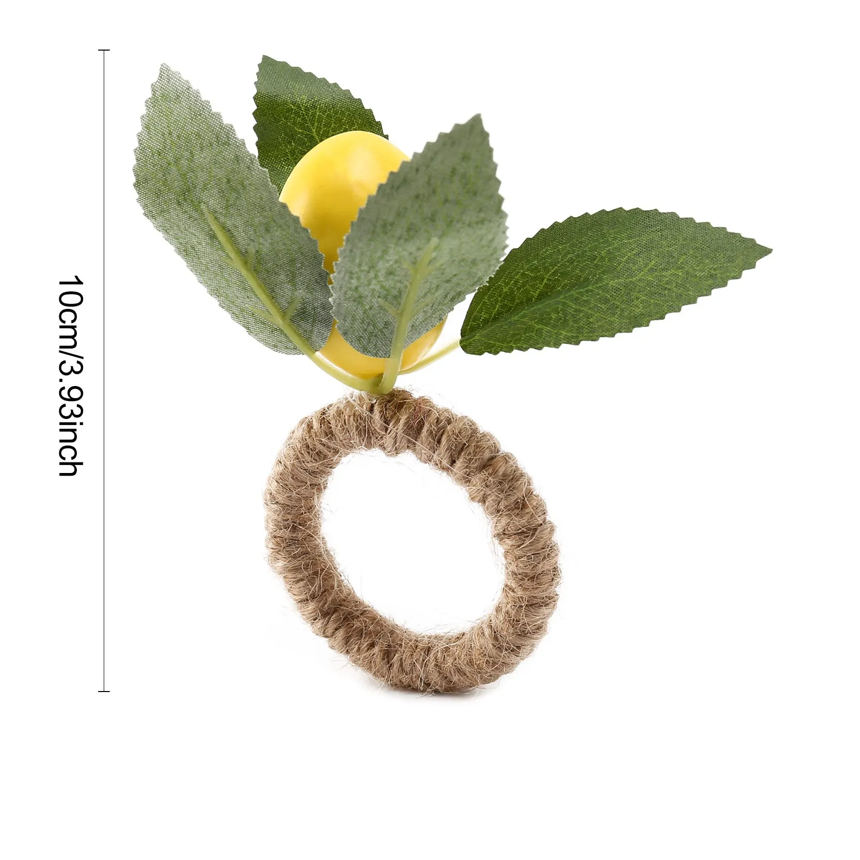 10PCS Handmade Napkin Rings Yellow Faux Lemon with Vine Napkin Ring for Wedding, Dinner , Banquet, Serviette