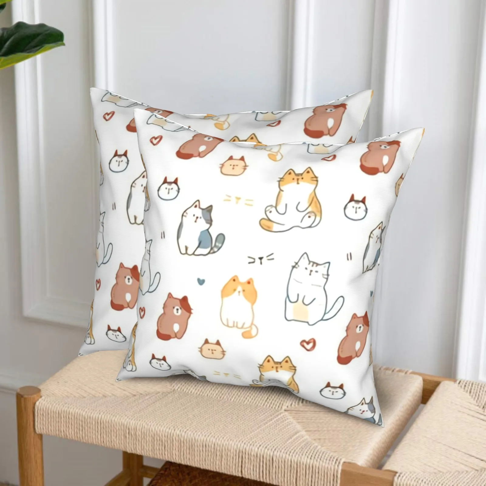 Lindas fundas de almohada de gato, arte moderno para el hogar, decoración