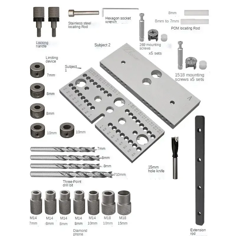 

Dowelling Jig for Furniture Fast Connecting 3 In 1 Woodworking Drill Locator 2 In 1 Adjustable Drilling Guide Punching Locator N