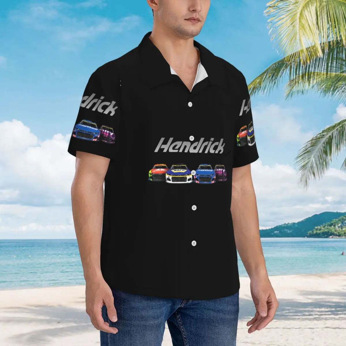 

Hendrick Motorsports 2021, издание Playoffs, гавайские рубашки, модная мужская рубашка с коротким рукавом для лета, пляжа, мужские топы на пуговицах