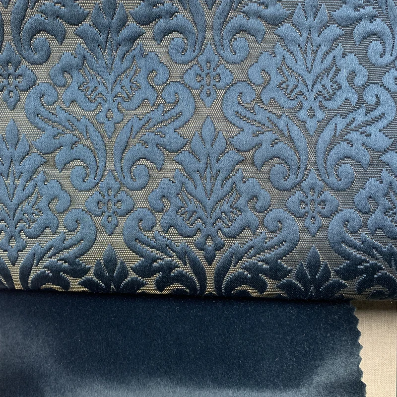 Classic Small Damask Purple Blue Woven Upholstery Sofa Armchair Furniture Interior Designer Fabrics 140cm Velvet Sell by Meter