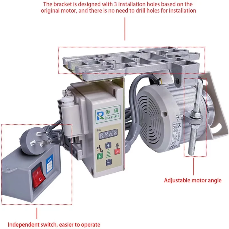 Imagem -02 - Motor de Poupança de Energia com Controlador Servo Motor Silencioso sem Escova Máquina de Costura Industrial 550w 750w 220v 110v