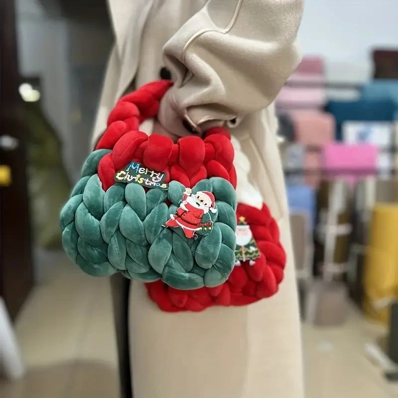 Ladies Casual Bag Hand-woven Shopping Bag Fashion Soft Shoulder Diy Handbag Self-woven Homemade Crochet Bag