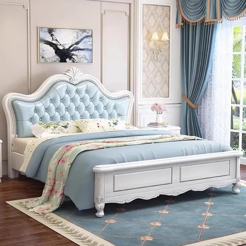 

Blue Luxury Storage Bed Bedrooms Queen Size Tall Wooden Luxury Modern Double Bed Loft Bases Frames Camas Matrimoniales Furniture