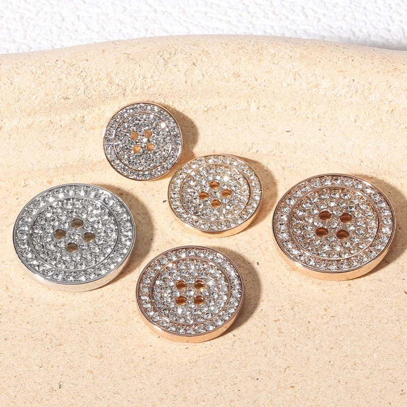 10pcs Four Eye Metal Buttons Luxury Rhinestone Decorative Round Sewing Button Suit Women\'s Clothing Accessories