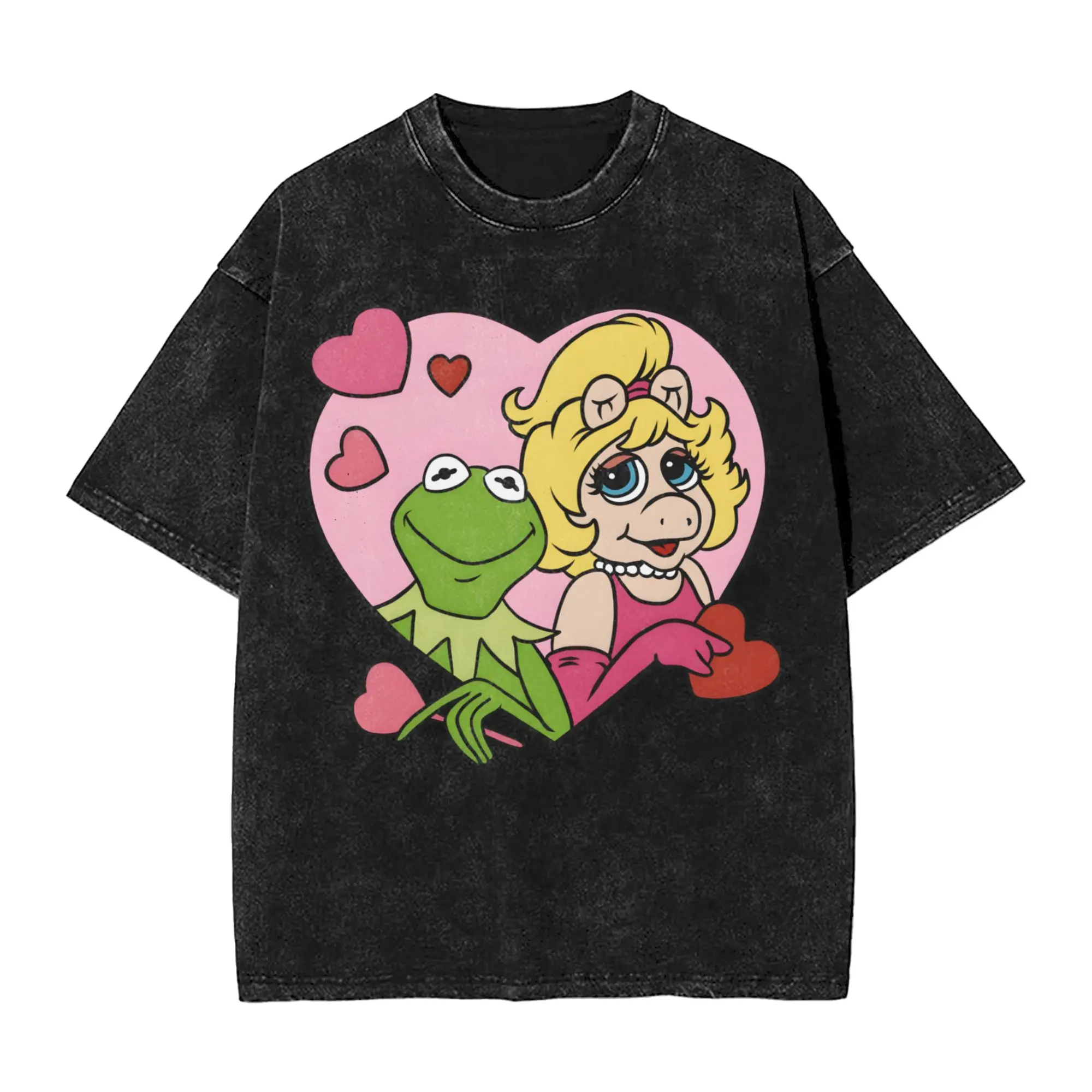 Kermits the Frog Merch Washed T Shirts for Men Women Streetwear Hip Hop T-Shirt Summer  Tees Tops Short Sleeve