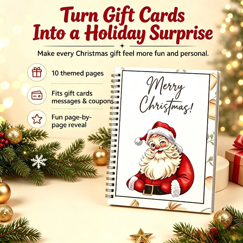 Spiral-Bound Christmas Gift Card Book Festival Christmas Gifts Festive Organizer Holder For Home Party Celebration view 2