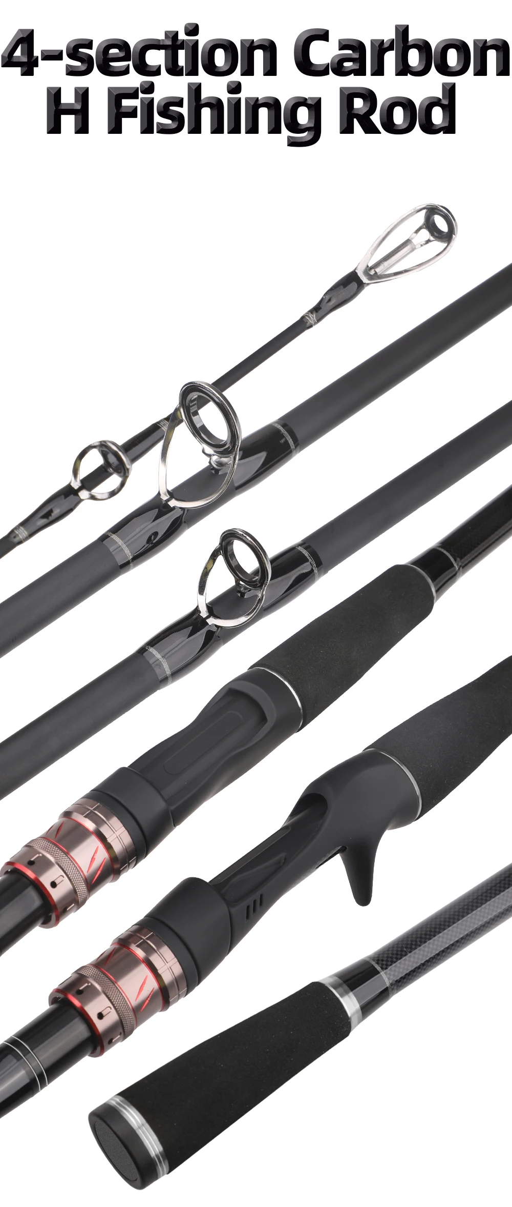 4 Abschnitte Köder Angelrute Spinnen/Gießen Angelrute h Power Kohle faser Reise rute Köder Gewicht 14-35g 1,8 m/2,1 m – Detail 1