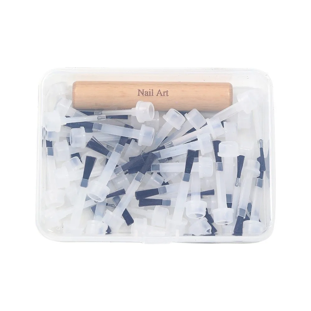 Detachable Nail Art Brush Set Wooden Grip Durable Bristles Detachable Wooden Grip Nail Brushes Non-Deform Dual-Ended