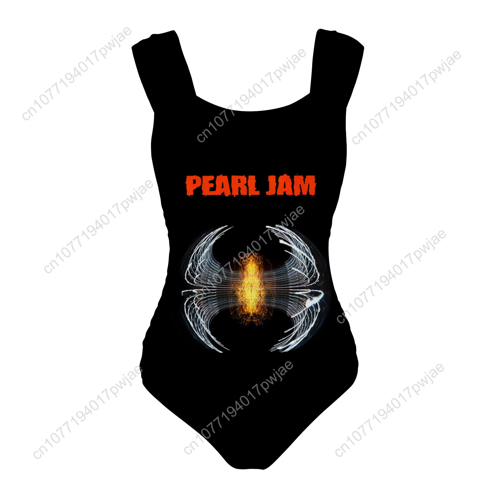 ชุดว่ายน้ำวันพีซแบบสายกว้างลายวง Pearl Jam สำหรับผู้หญิง ชุดว่ายน้ำสำหรับงานปาร์ตี้ริมสระน้ำ ชายหาด บิกินี่เซ็กซี่ ชุดชายหาดแบบกำหนดเองได้