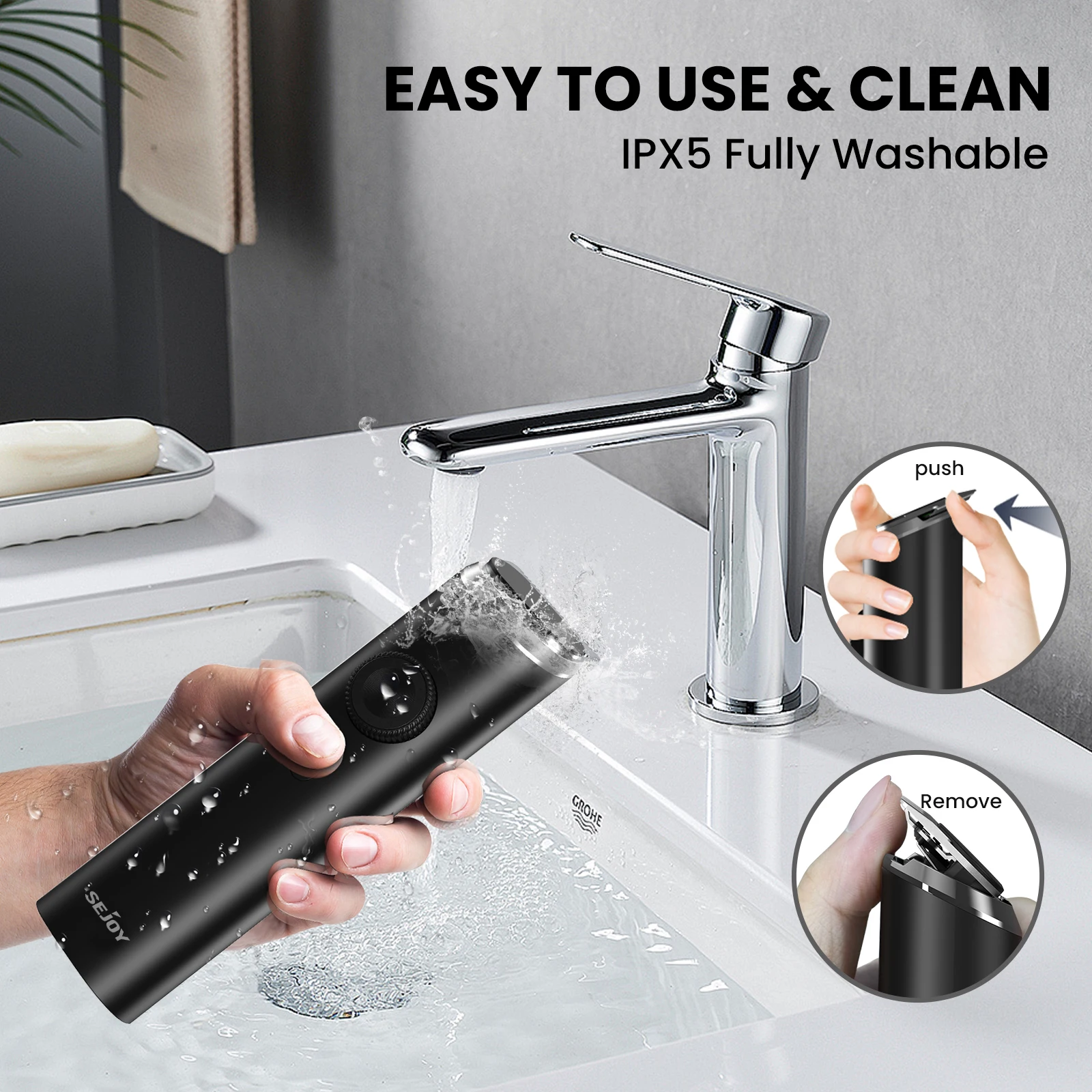 ماكينة قص الشعر الكهربائية SEJOY F3 متعددة الوظائف للرجال، ماكينة تشذيب شعر الأنف، ماكينة حلاقة كهربائية احترافية للرجال، أسود