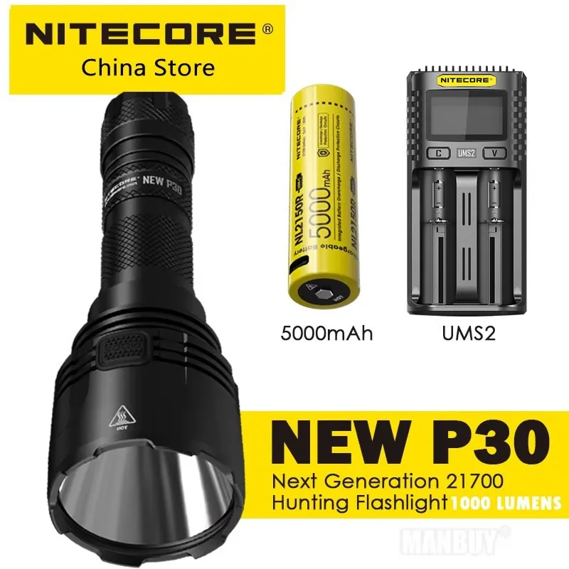 2024 Nitecore NEW P30 Long-Range USB-C 21700 Lithium Battery Outdoor Search Rescue Adventure Flashlight Hunting LED Searchlight