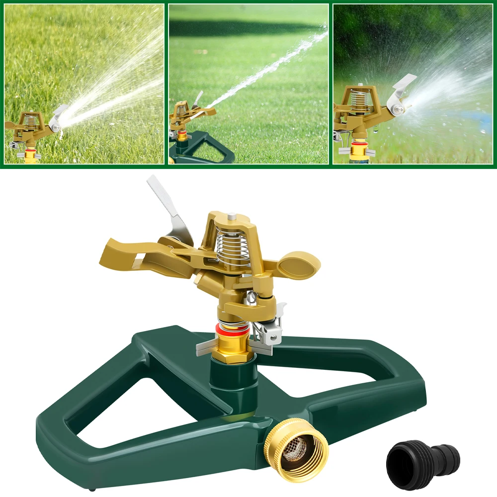 

360°Automatic Rotating Lawn Sprinkler Adjustable Zinc Alloy Water Sprinkler for Garden Agricultural Irrigation Water-Saving Tool