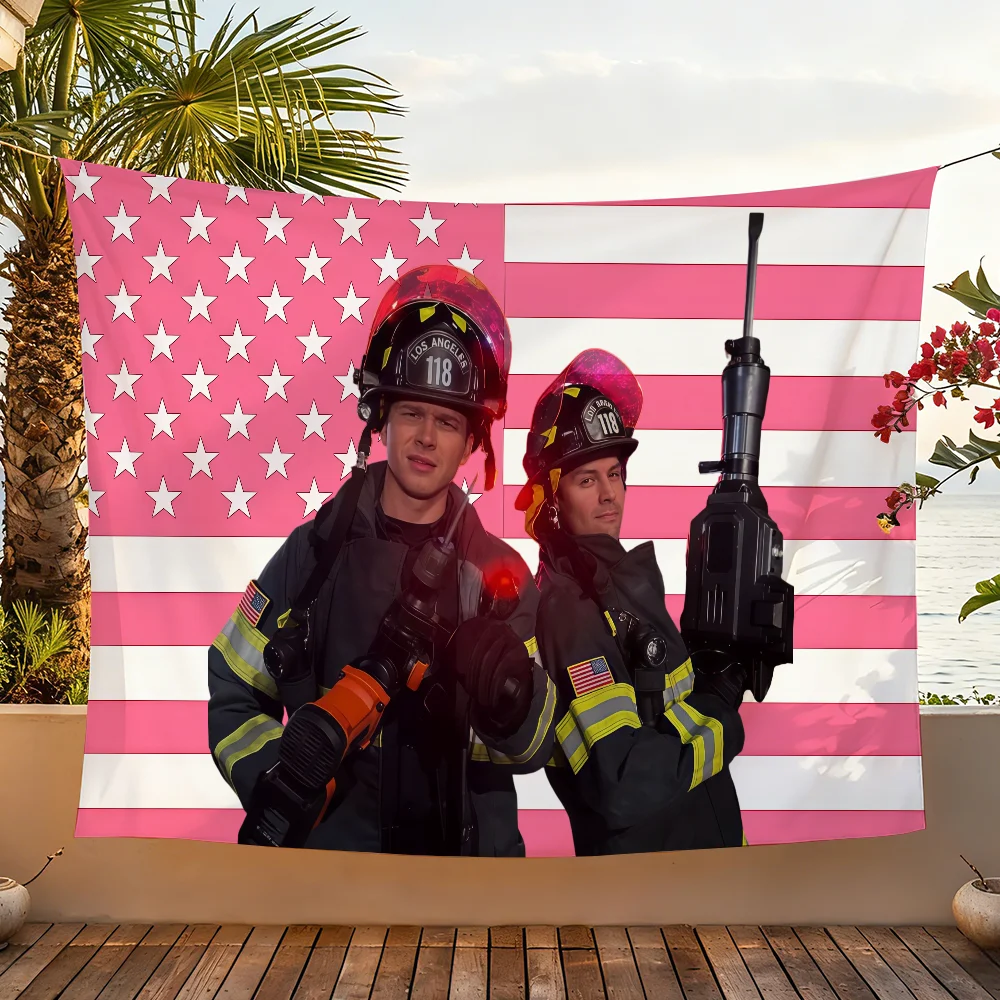 TV 9-1-1 Evan Buckley and Eddie Diaz USA flag For Garden Party Living Room Home Wall Decor Banner Bedroom Outdoor Tapestry