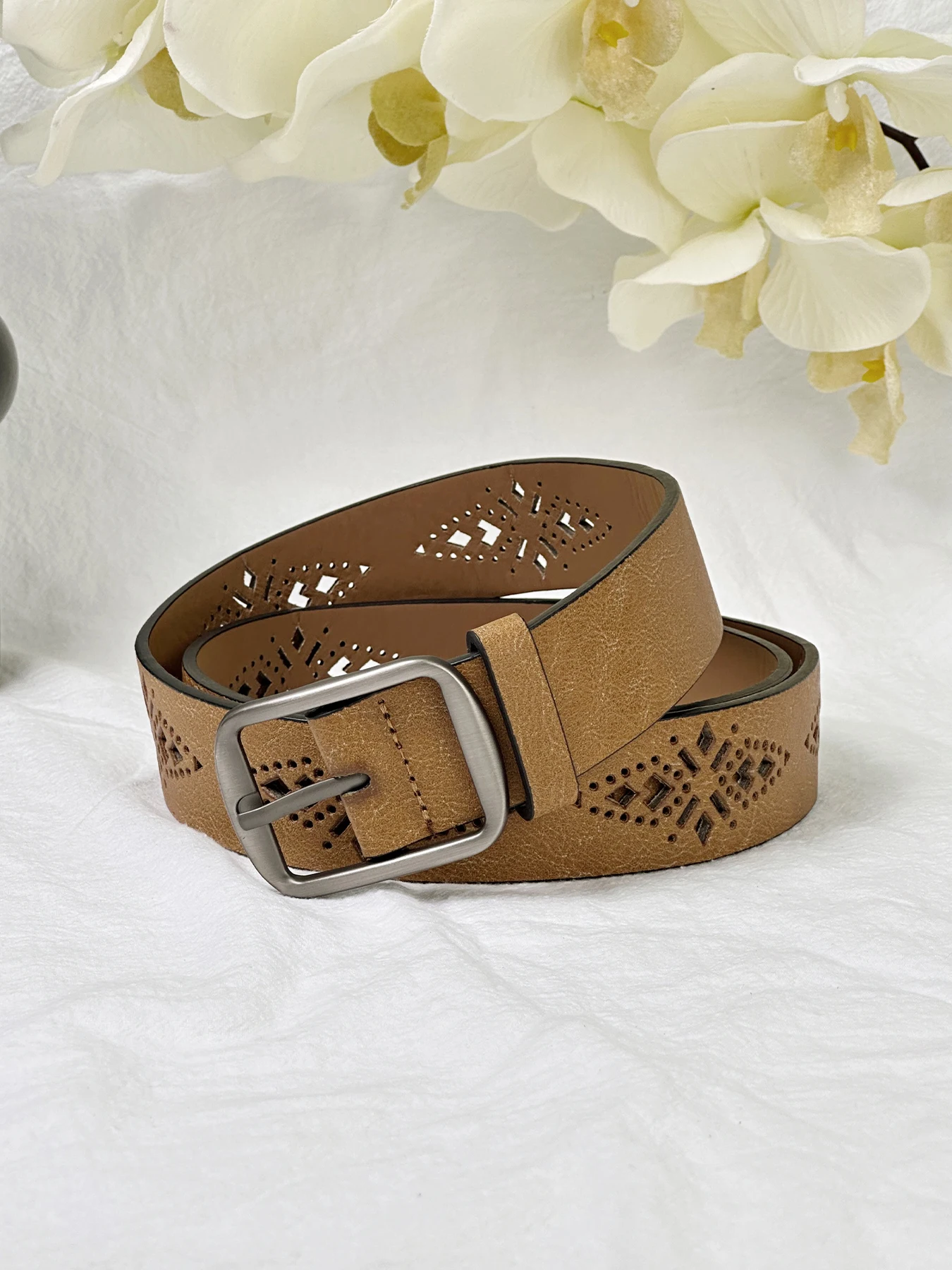 الرجعية ميلارد الرياح البني منقوشة حزام دبوس مشبك حزام المتخصصة الديكور الطالب. #5