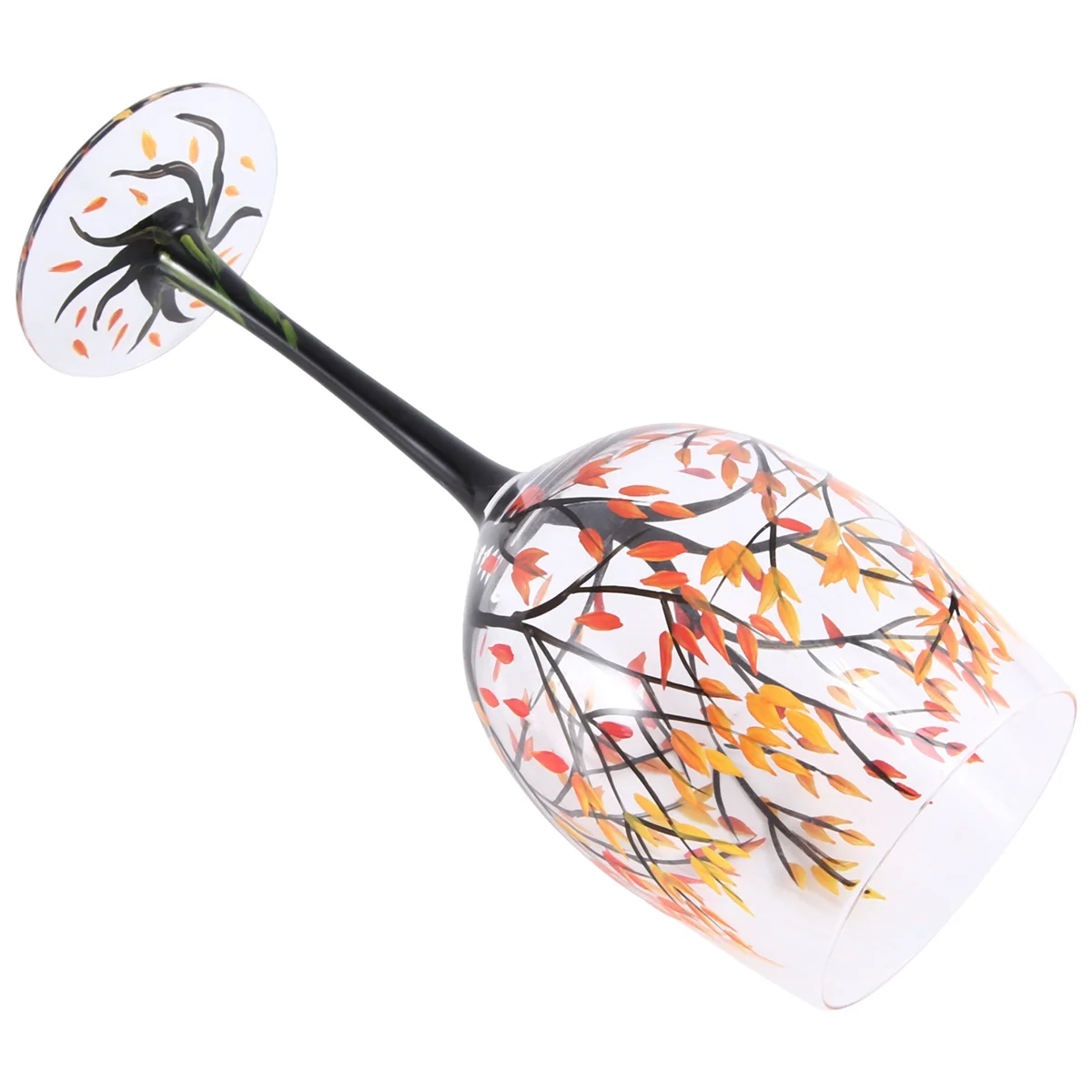 1Pcs HOT-Autumn Tree Wine Glass - Fall Colors - Leaves of Red, Yellow, Orange - Hand Painted - Fall Leaf