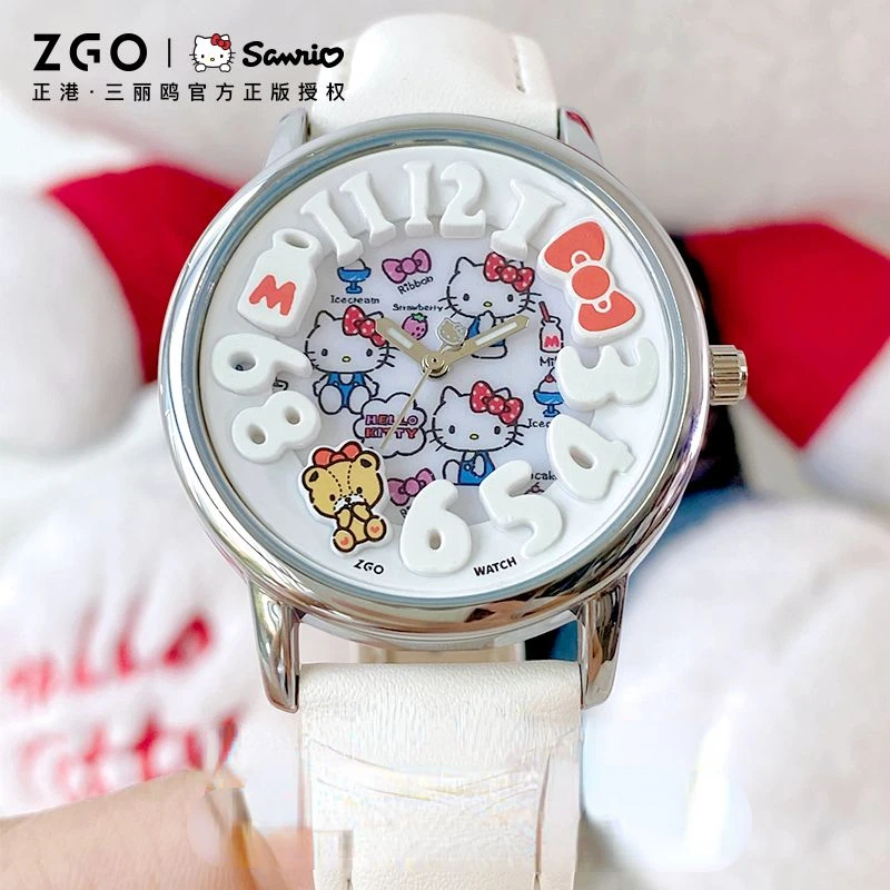 

Sanrio ZGO серии Hello Kitty водонепроницаемые светящиеся электронные часы для девочек студентов Украшенные KT подарки на день рождения