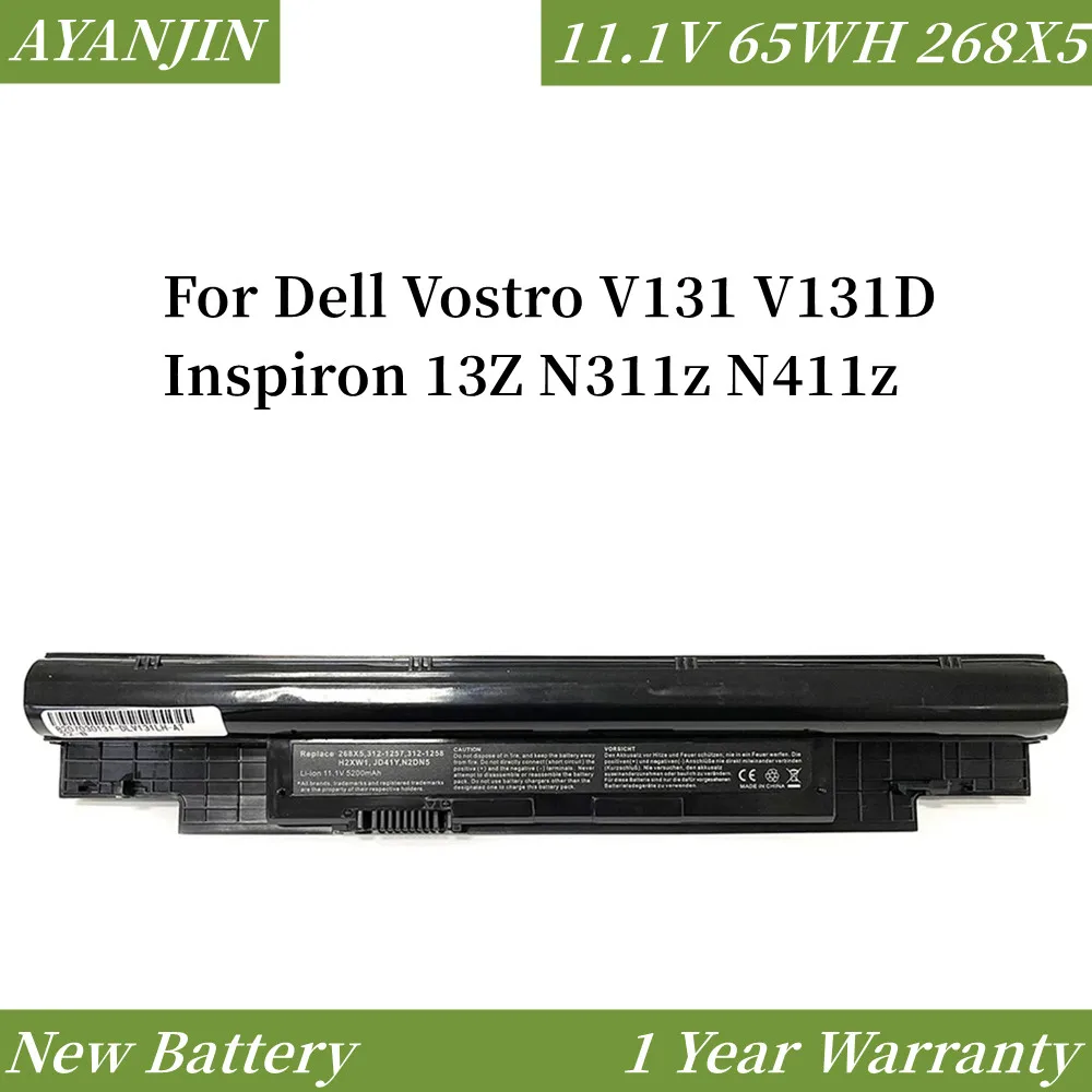 

H7XW1 268X5 11.1V 65WH/6000mAh Laptop Battery For Dell Vostro V131 V131D Inspiron 13Z N311z N411z H2XW1 H7XW1 JD41Y