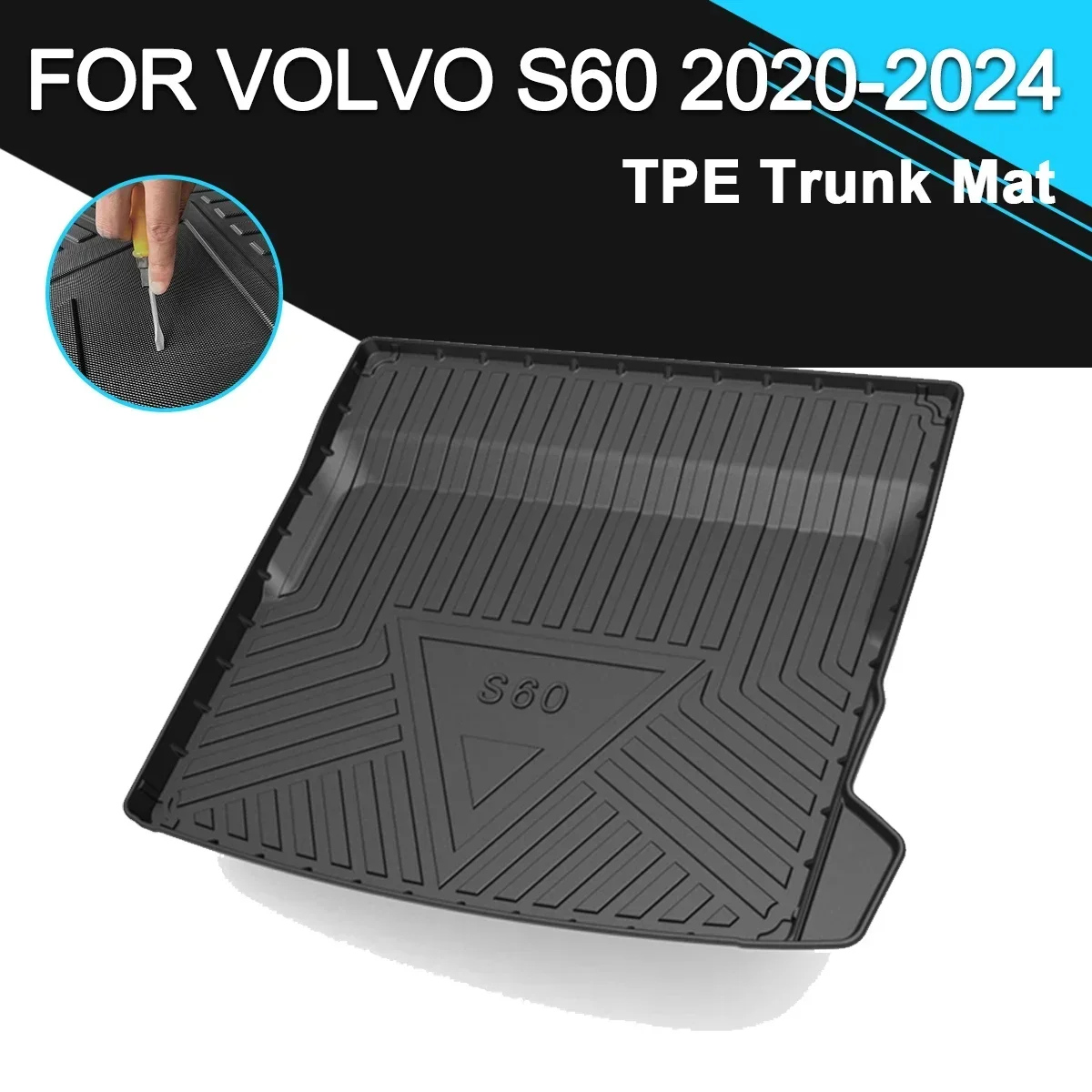 

Car Rear Trunk Cover Mat Rubber TPE Waterproof Non-Slip Cargo Liner Accessories For Volvo S60 2020-2024