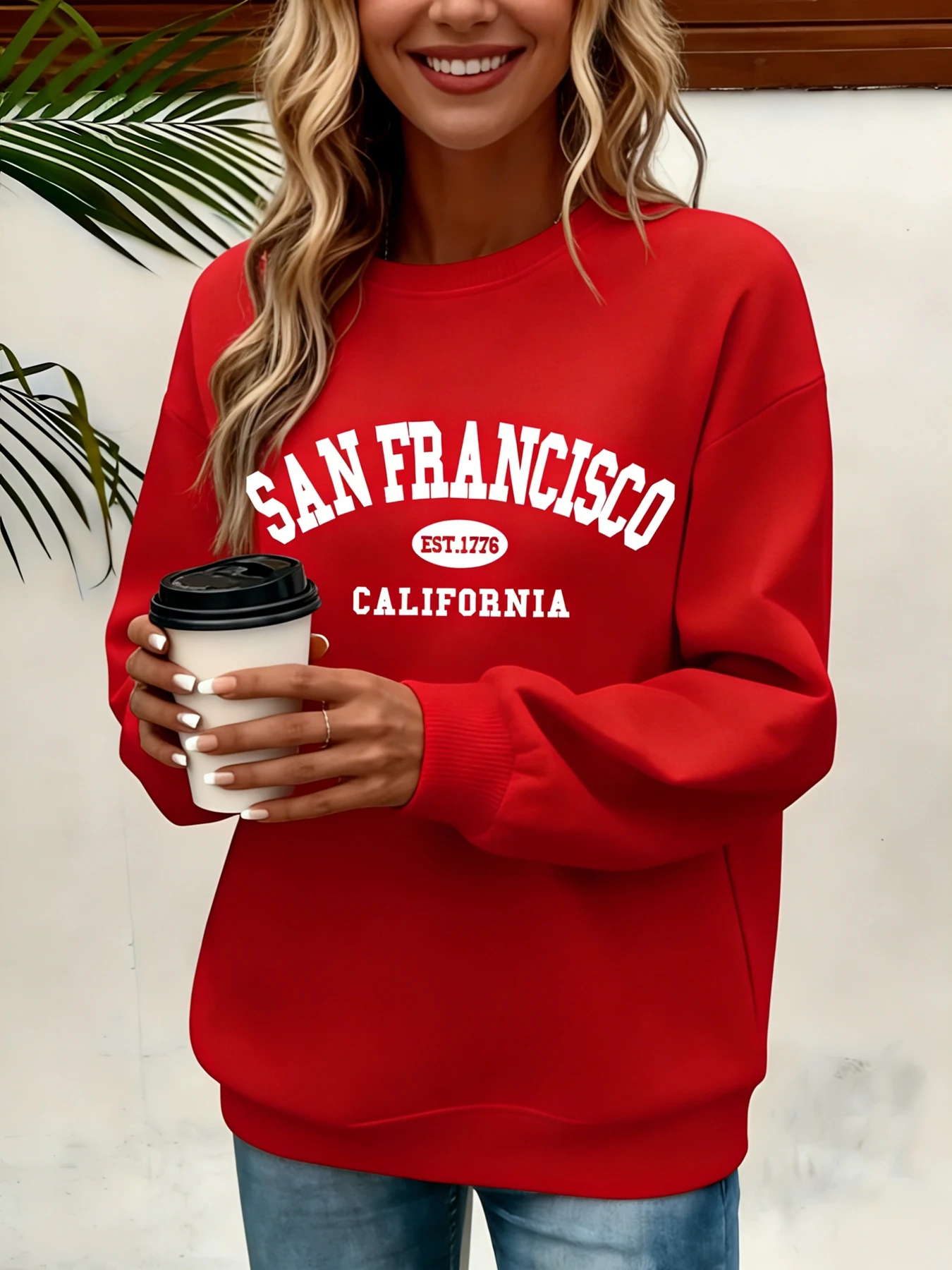 Sweat-shirts pour femmes San Francisco EST.1776 Badge California Text Pullover Retro Cozy Casual Clothing Winter Warm Fleece Hoody