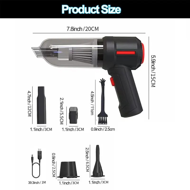 Aspirador sem fio e Air Blower, Mini Air Duster, ferramenta de limpeza elétrica para teclado de computador, PC, Piano, Pet, Laptop, 2 em 1