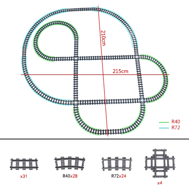 City Train Flexible Switch Railway Tracks Building Blocks Toy Forked Straight Curved Rails Level Crossing Train Track Bricks