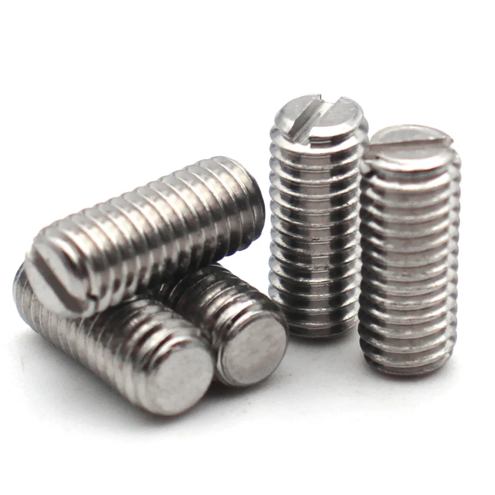 50-2개 304 스테인리스 스틸 M1.6 M2 M2.5 M3 M4 M5 M6 M8 M10 슬롯형 플랫 포인트 세트 나사 헤드리스 그럽 나사 녹 방지 내구성