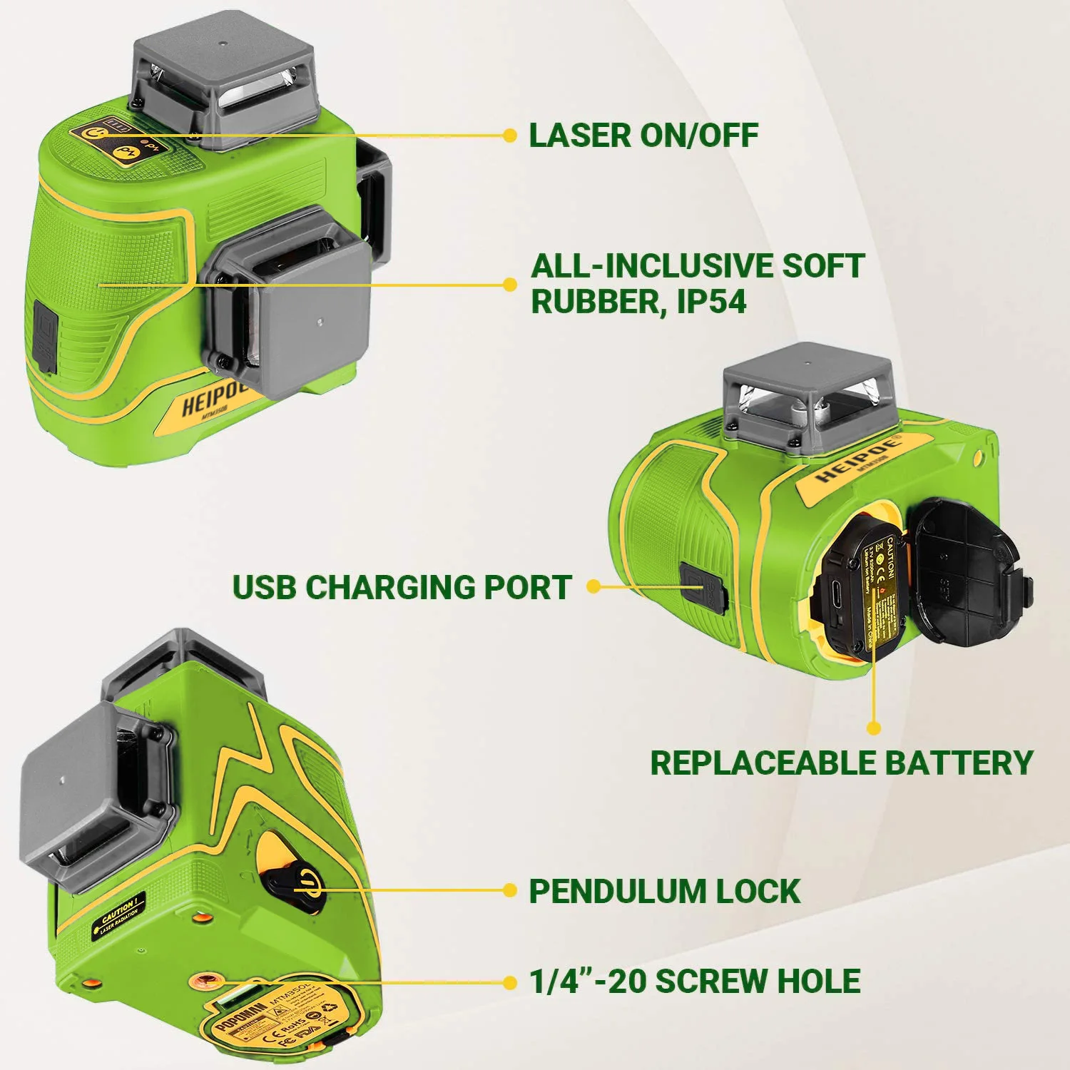 12 lines OSRAM green beam laser level  with Hard Carry Case huepar