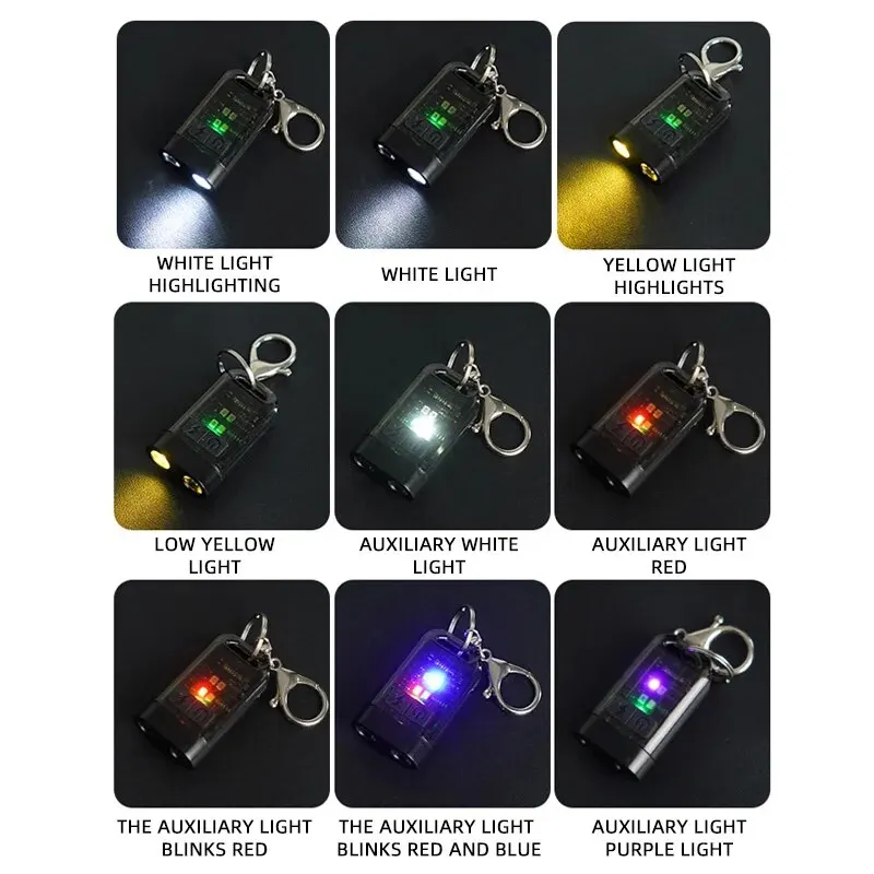 Small Pocket Light Flash Light Mini Work Light Rechargeable Lamp Keychain Portable Flashlight Outdoor Camping Small Light