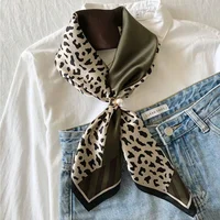 70cm Pink Floral Silk Scarf for Women Simulated Silk Fresh and Elegant Versatile Headwear Clothing Bags and Square Scarf 2