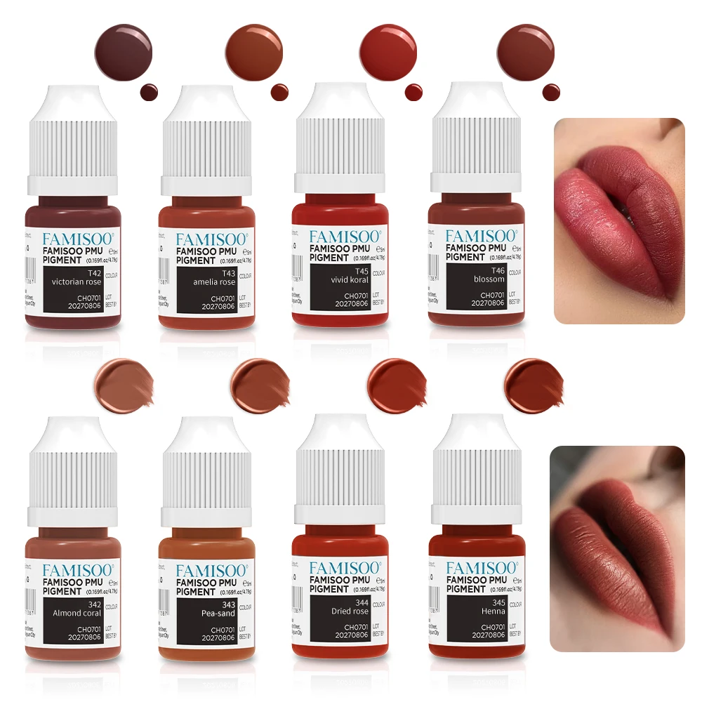 FAMISOO 5 مللي أوروبا الساخن بيع 9 ألوان الشفاه الوشم الحبر ل شبه تجميل دائم الحواجب Microblading الصباغ الوشم لوازم #4