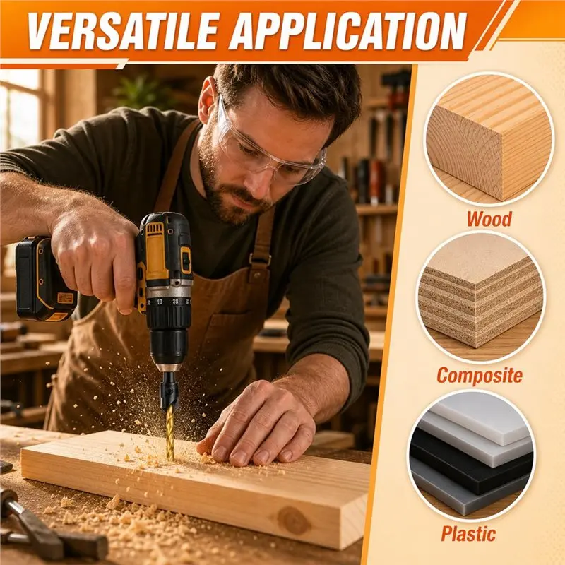 SYW-HSS Hexagonal Countersunk Drill Bitwoodworking Countersink Drill Bit Set Double Slot Double-Edged Drilling Power Tool Parts