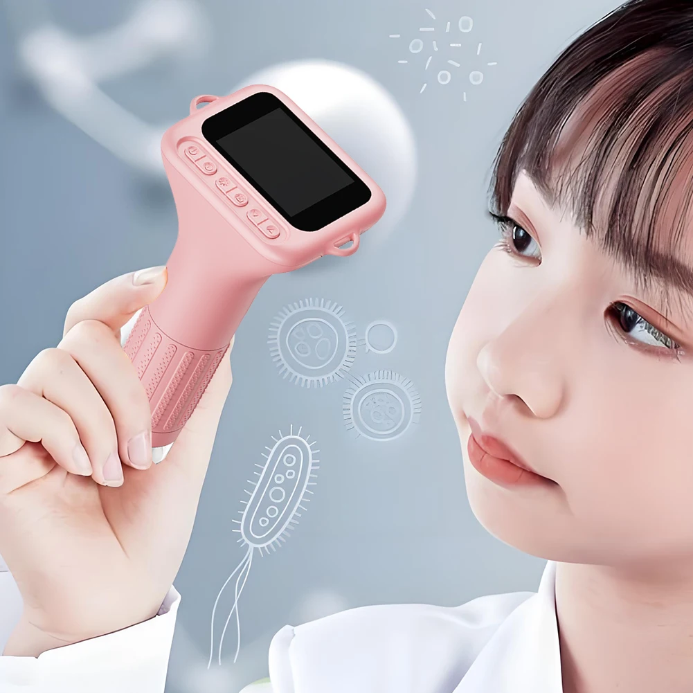 어린이를위한 현미경 2 인치 IPS 스크린 디지털 현미경 어린이 현미경 과학 실험을위한 휴대용 현미경 카메라