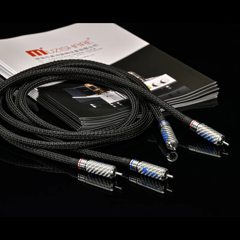 

Muzishare MS-C1203-F Solid Pure Silver RCA Cable, HiFi Audio Interconnect with Rhodium Plated Carbon Fiber Plugs