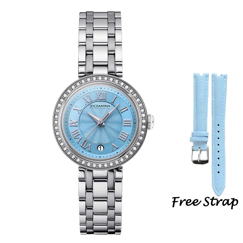 

Oceantina Qaurtz Wristwatches Luxury Brand Women's Watches Godinniki Stainless Steel Cubic Zirconia High Quality Watches OT96