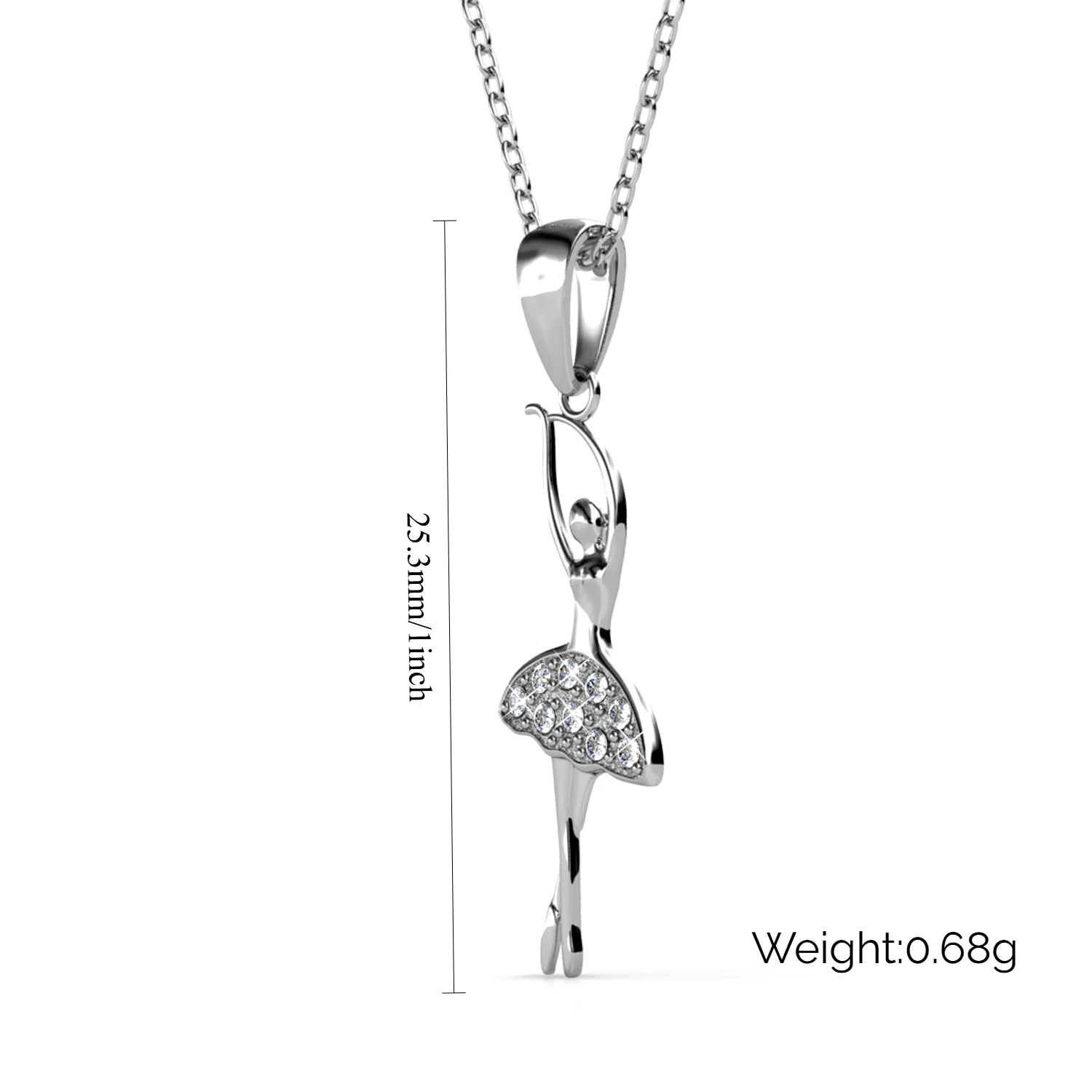 Ballerina Figure Pendant Necklace Embellished with Swarovski Crystals Copper Silver Plated Women Jewelry Dainty Dance Lover Gift