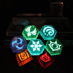 Genshin Impact Keychain GLOW In The DARK 7 Element Pendant Eye Of Original Key Chain Pendant Amulet Gift For Boys men girls