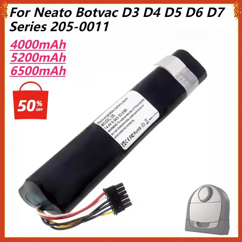SWZY 14.4V 6500mAh High Qualty Replacement Battery for Neato Botvac D3 D4 D5 D6 D7 D301 D303 D502 D503 D701 205-0011 Sweeping Ro