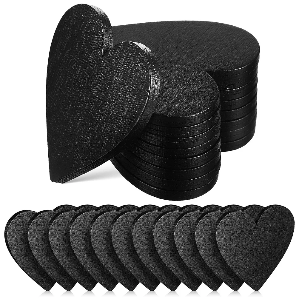 

40 Pcs Home Decor Heart Shaped Blackboard Cutouts Decorative Wood -shaped Decoration Desk Craft Wooden Slice Discs Table Hearts