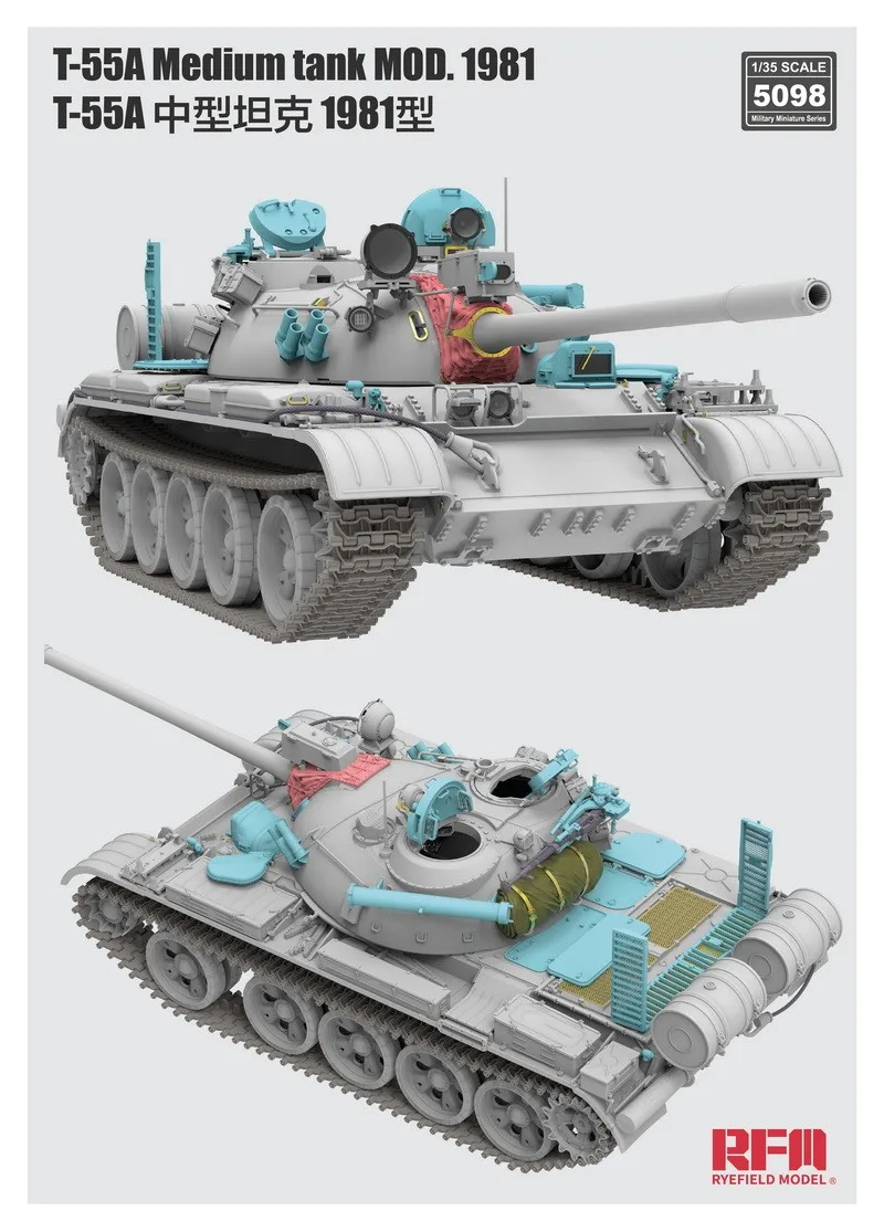 [Rye Field Model] Ryefield Model RFM RM-5098 1/35 T-55A Medium Tank Mod.1981 (Plastic Model Kit)